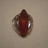 Стар РУСКИ филигранен пръстен със конячен  кехлибар , снимка 1 - Антикварни и старинни предмети - 35218427