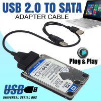 Адапторен кабел USB 2.0 към SATA Кабел Преходник Адаптор ЮСБ Външен Твърд Диск SSD  , снимка 2 - Други - 26809835