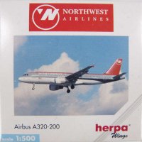 Airbus A320-200 Northwest Airlines самолет - мащаб 1:500 на HERPA Wings моделът е нов в кутийка, снимка 4 - Колекции - 32293963
