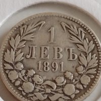 Сребърна монета 1 лев 1891г. Княжество България Княз Фердинанд първи 42085, снимка 6 - Нумизматика и бонистика - 43799609