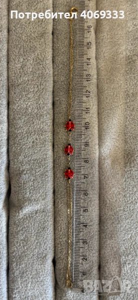 Златна гривна с калинки 14к  1.91гр 18см, снимка 1