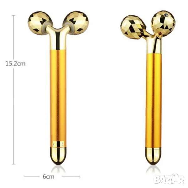 Масажен стик за лице 24К с две вибриращи топки за стягане на кожата  , снимка 1