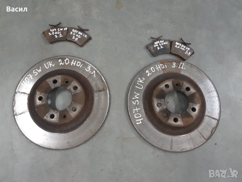 Задни дискове с накладки Peugeot 407 SW 2.0 HDI 2.0hdi 136 к.с Пежо 407 КОМБИ 2.0 ХДИ 2.0хди pejo, снимка 1