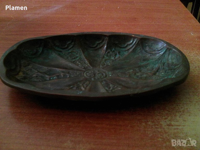 Стара медна панерка поднос съд, снимка 1