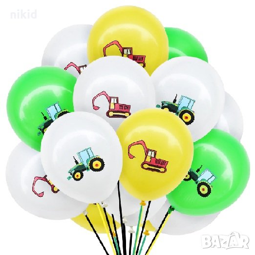 Кран Багер цветни Обикновен надуваем латекс латексов балон парти хелий или газ, снимка 1