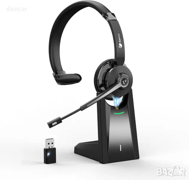 Безжични слушалки Earbay, Bluetooth с USB адаптер и зарядна база, с микрофон и шумопотискане, снимка 1