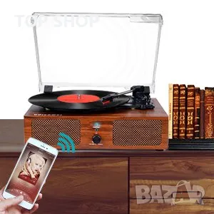 Грамофон с винилови грамофонни плочи1, блуут и запис Udreamer UD001-Y, снимка 1