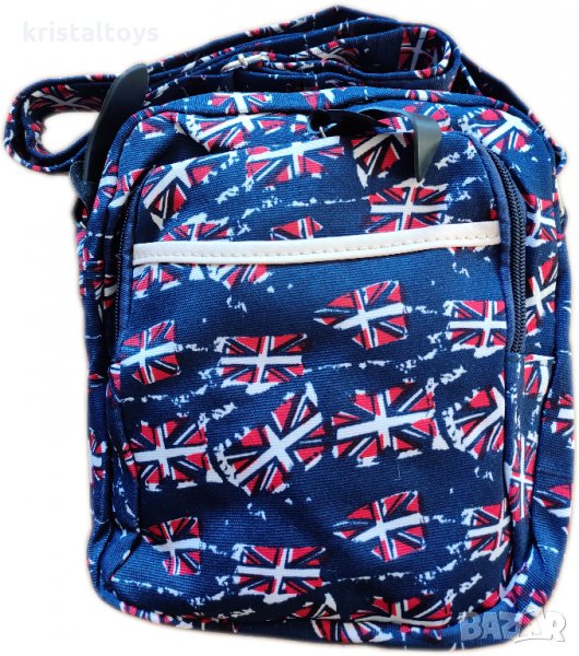 Чанта за рамо с два ципа и с дълга дръжка Знаме UK, снимка 1