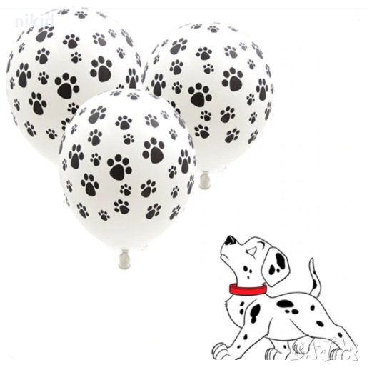 бял на лапички лапи Пес Патрул Обикновен надуваем латекс латексов балон парти, снимка 1