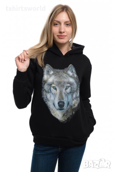 Нов дамски суичър с трансферен печат Вълк със сини очи, Серия вълци, снимка 1