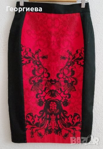 Елегантна пола в черно и червено, снимка 1