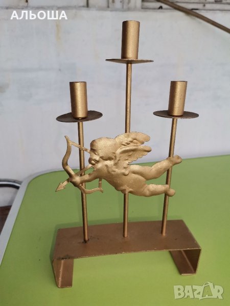 свещник с купидон , снимка 1