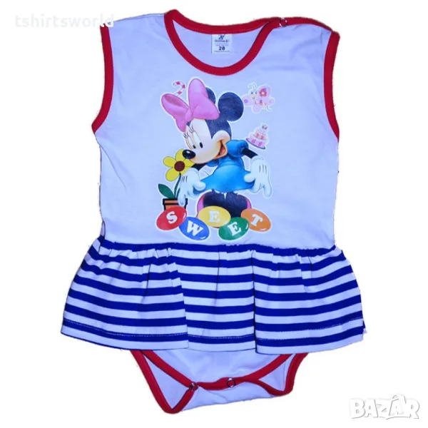 Ново бебешко боди-рокличка с трансферен печат с Мини Маус, снимка 1