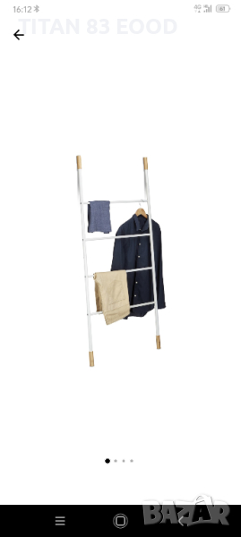 Стълба за хавлии, Relaxdays, изработена от метал и бамбук, снимка 1