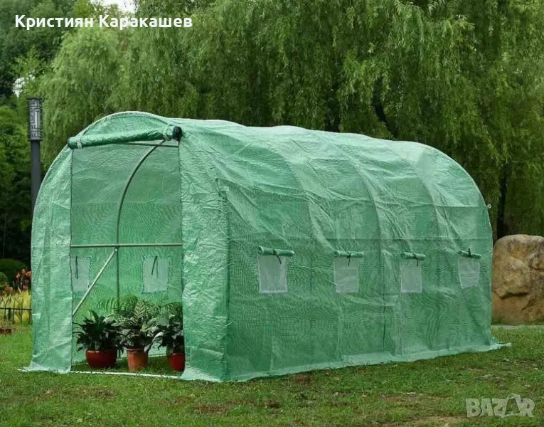Тунелна оранжерия - зелена, различни размери, снимка 1