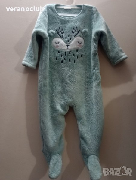 Дълъг плюшен пухкав гащеризон за бебе момиче Next Baby 6-9 м, снимка 1