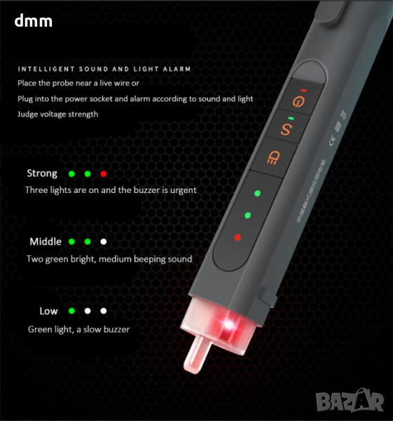 Безконтактен тестер детектор за откриване на фаза, снимка 1