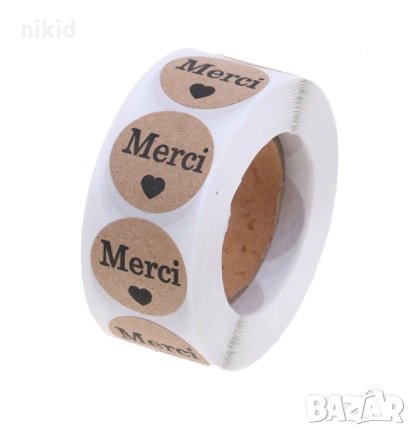 100 бр Мерси Merci малки самозалепващи лепенки стикери за ръчна изработка за подарък, снимка 1