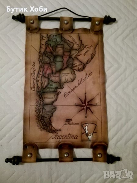 Пано/карта от естествена кожа, снимка 1