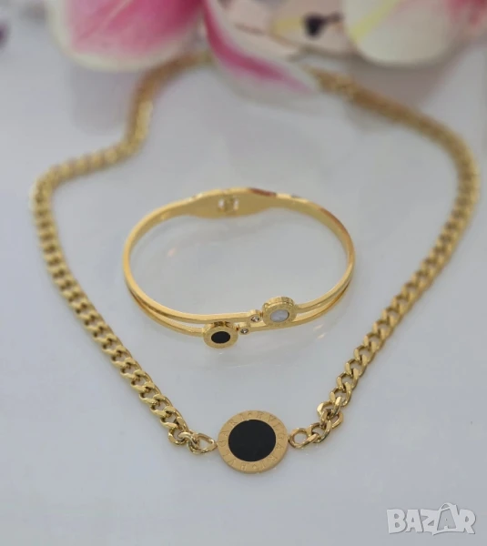 колие и обеци / гривна от медицинска стомана в кутия Bvlgari , снимка 1