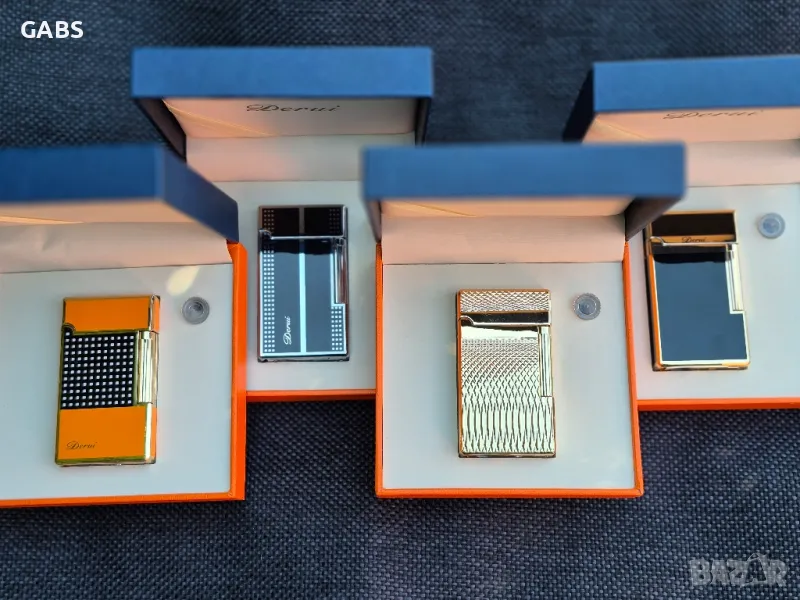 Луксозна газова запалка Derui с подарък резачка за пури,четири цвята, снимка 1