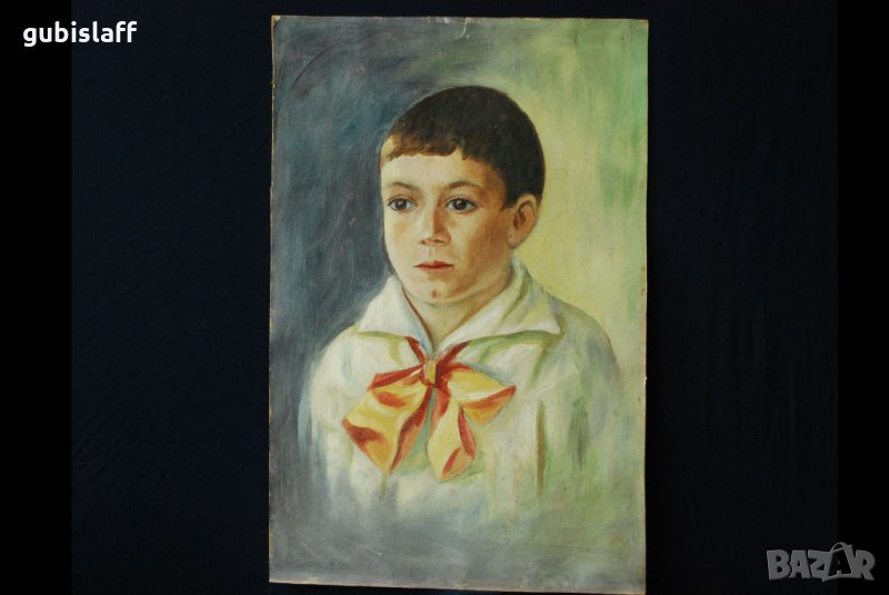 Стара картина, детски портрет, 1960-те год., снимка 1
