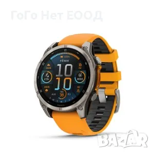 Garmin Fenix 8 - 47 мм, AMOLED, Sapphire - Titanium с Spark Orange/Graphite силиконова каишка, снимка 1