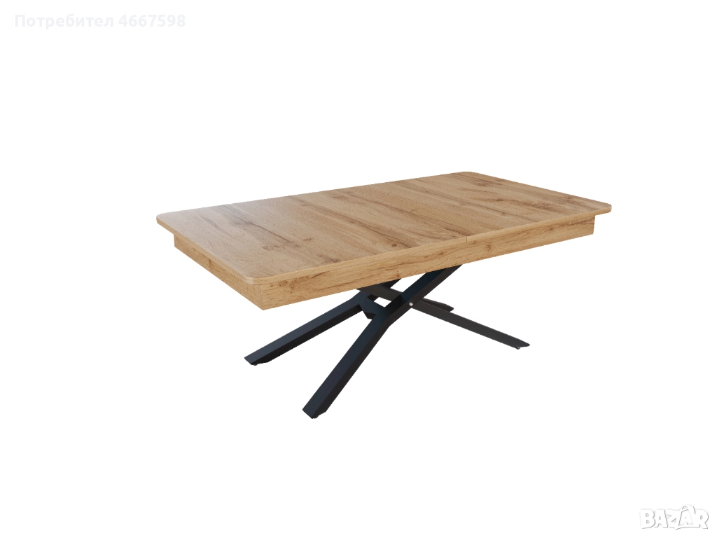 Разтегателна холна маса Мегара с повдигащ механизъм – ПДЧ плот, метална основа, снимка 1