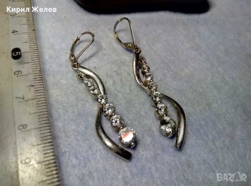 ШАРМАНТНИ СКЪПОЦЕННИ СРЕБЪРНИ ОБЕЦИ РОДИРАНО СРЕБРО 925 с БЛЕСТЯЩ ЮВЕЛИРНО ФАСЕТИРАН ФИАНИТ 49281, снимка 1