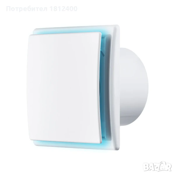 Вентилатор за баня светещ син LED фи 100 с клапа тих влагоуст. ММоторс, снимка 1