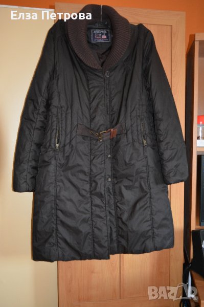 Дълго тъмно кафяво зимно шушляково яке, снимка 1