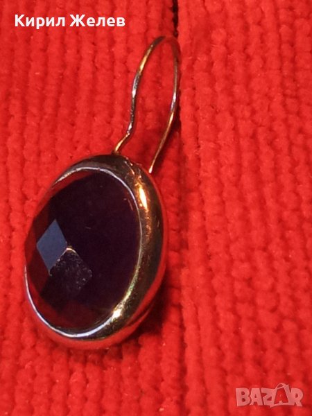 АР ДЕКО СРЕБЪРНА РЕТРО АРТ ОБЕЦА АНГЛИЯ СРЕБРО 925 с ГОЛЯМ ЮВЕЛИРНО ФАСЕТИРАН СИН КАМЪК 36409, снимка 1