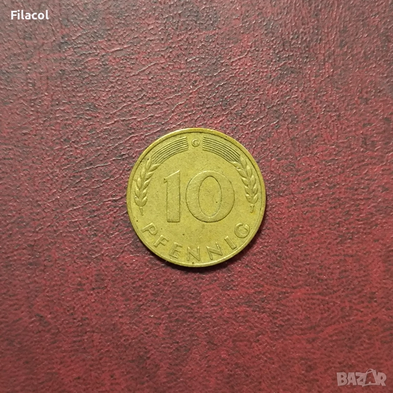 Германия 10 пфенига 1950 година МД 'G' - Карлсруе, снимка 1