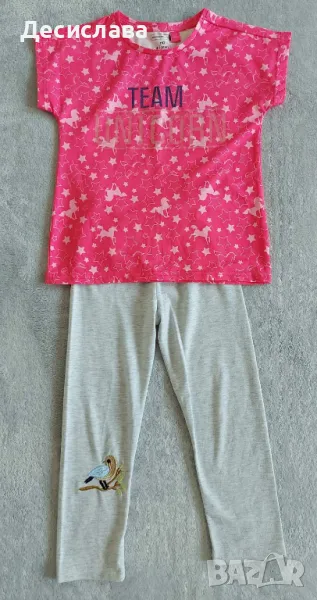 Комплект тениска и клин за момиче размер 4-5 години, снимка 1