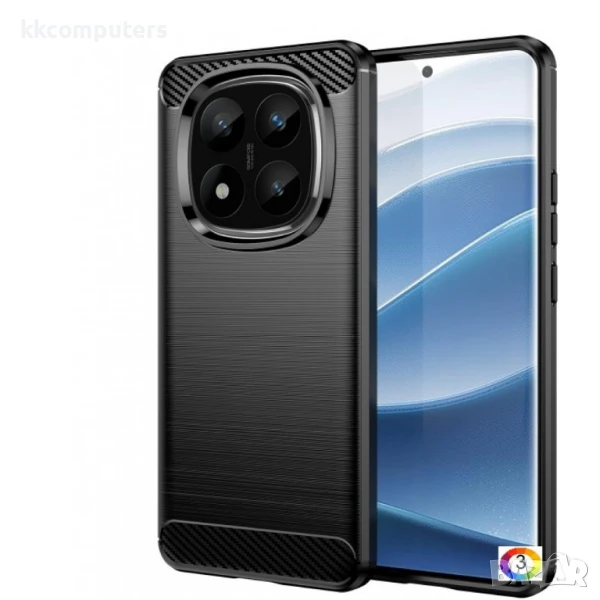 Xiaomi Redmi Note 14 Pro+ 5G Удароустойчив Carbon Fiber Калъф и Протектор, снимка 1