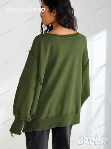 Свободен дамски суичър тип пачуърк с обло деколте, 5цвята , снимка 7 - Суичъри - 44867827