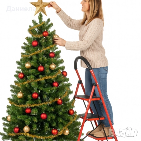 Лека сгъваема стълба – 3 Стъпала, до 150 кг, супер компактно прибиране, снимка 4 - Други стоки за дома - 52747270