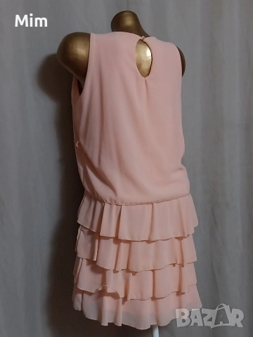 L/XL Розова рокля на волани , снимка 5 - Рокли - 51517914