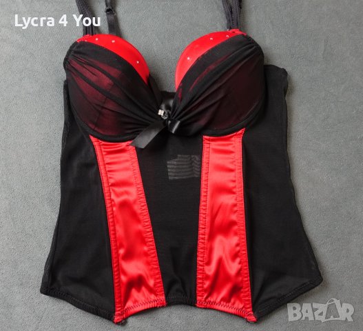 70/75В Mister-Lady дамски корсет от червен сатен и черен тюл, снимка 3 - Корсети, бюстиета, топове - 43173315