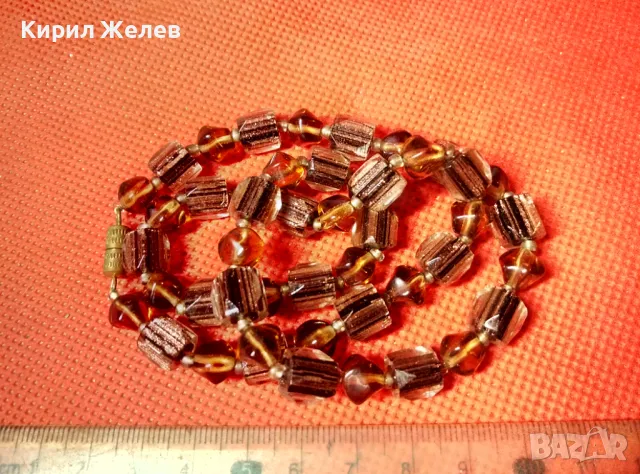 СТАР РЕТРО ГЕРДАН МЪНИСТЕНА ОГЪРЛИЦА с ФАСЕТИРАНИ ЦВЕТНИ КРИСТАЛИ и БРОНЗОВА ЗАКОПЧАЛКА 39688, снимка 6 - Антикварни и старинни предмети - 47284288