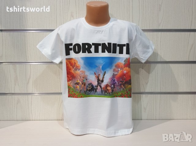 Нова детска тениска в бял цвят с дигитален печат Fortnite, снимка 5 - Детски тениски и потници - 35590239