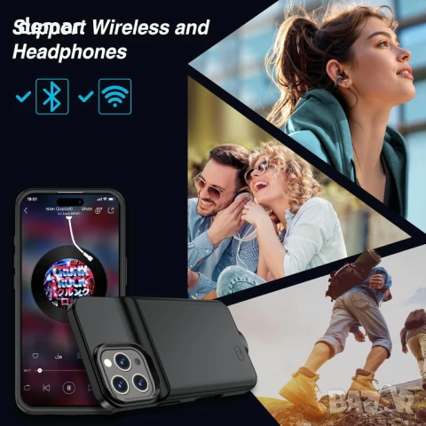 Калъф GIN FOXI с батерия за iPhone 16 Pro (6.3"), 15W, 8500mAh (черен), снимка 3 - Калъфи, кейсове - 50688562