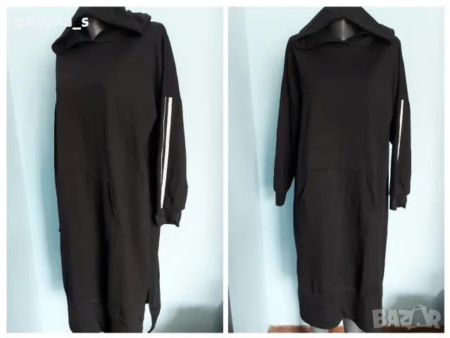 Ватирана рокля тип хууди с качулка / голям размер 