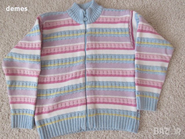 Машинно плетена жилетка за момиче с цип, размер 164, снимка 1 - Детски пуловери и жилетки - 34635980