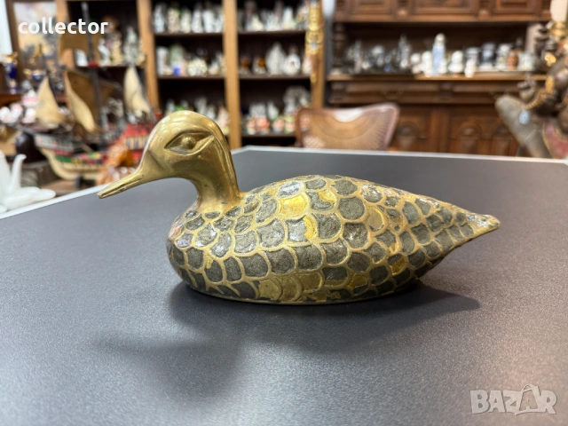 Масивна месингова патка / патица. №7872, снимка 2 - Антикварни и старинни предмети - 53477257