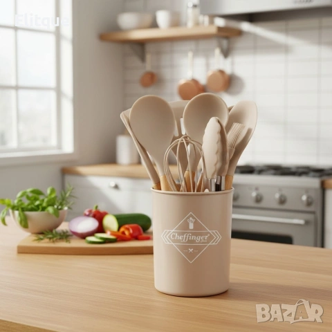Комплект 12 части кухненски прибори със стойка Cheffinger 