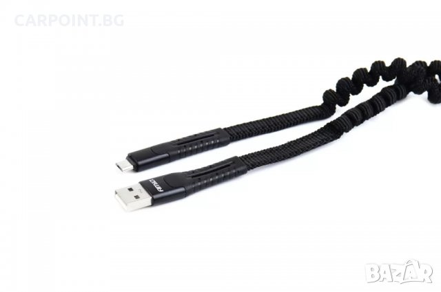КАБЕЛ ЗА ТЕЛЕФОН ПРУЖИНЕН USB + MICROUSB 120CM FULLLINK UC-12 02529, снимка 4 - USB кабели - 38608778