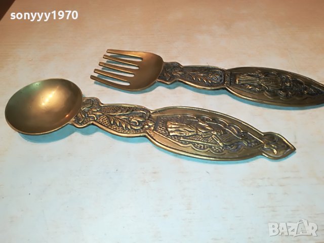 МЕД/МЕСИНГ-ЛЪЖИЦА И ВИЛИЦА ЗА КОЛЕКЦИЯ 0407221916, снимка 4 - Антикварни и старинни предмети - 37286806