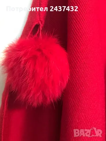 Червено пончо с пухчета, снимка 3 - Други - 48653138