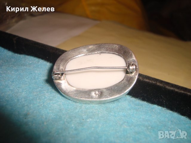 СТАРА СРЕБЪРНА БРОШКА с РЪЧНО РИСУВАН КОСТЕН ПОРЦЕЛАН СРЕБРО 925 МАЙСТОРСКИ БИЖУТЕРИЕН УНИКАТ 25370, снимка 9 - Антикварни и старинни предмети - 34852703